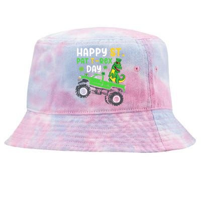 Happy St Pat T Rex Day Boy St Patrick's Day T Rex Tie-Dyed Bucket Hat