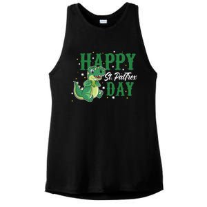 Happy St Pattrex Day Dino Holiday St Patricks Day Gift Ladies PosiCharge Tri-Blend Wicking Tank