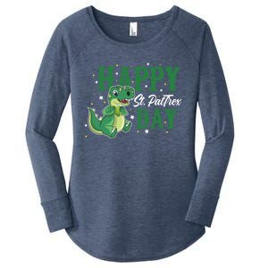 Happy St Pattrex Day Dino Holiday St Patricks Day Gift Women's Perfect Tri Tunic Long Sleeve Shirt