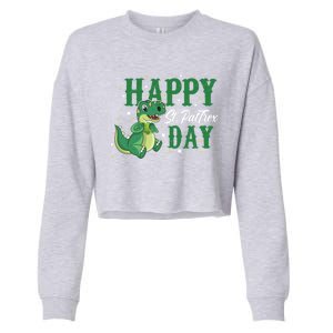 Happy St Pattrex Day Dino Holiday St Patricks Day Gift Cropped Pullover Crew