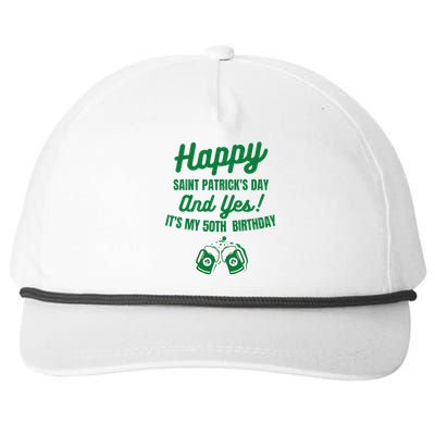 Happy Saint Patrick's Day, Funny 50th Birthday Party Gift Snapback Five-Panel Rope Hat