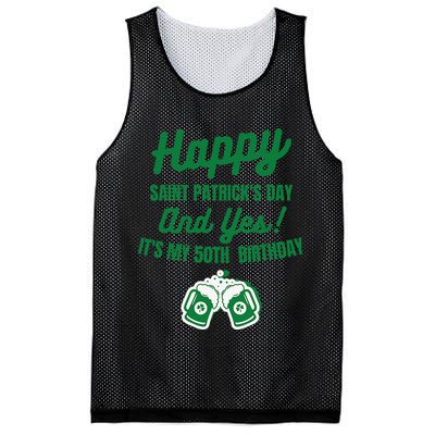 Happy Saint Patrick's Day, Funny 50th Birthday Party Gift Mesh Reversible Basketball Jersey Tank