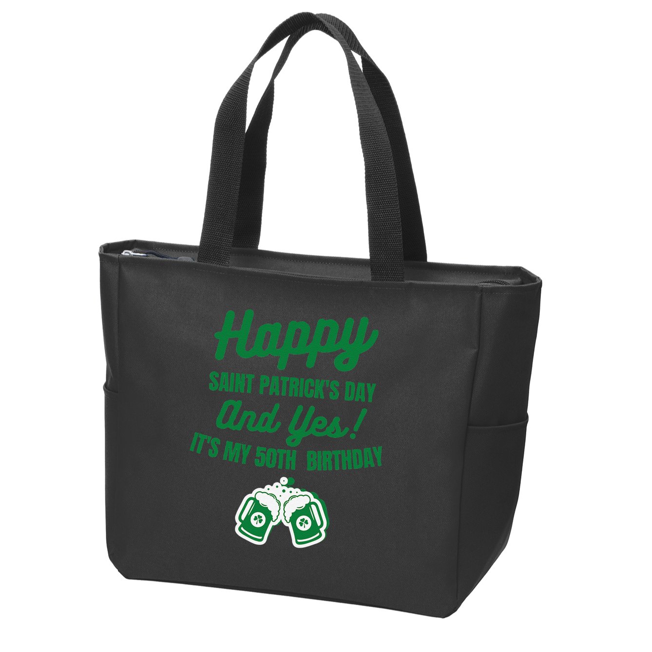 Happy Saint Patrick's Day, Funny 50th Birthday Party Gift Zip Tote Bag