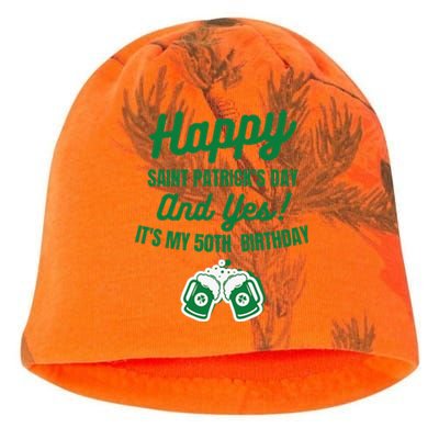 Happy Saint Patrick's Day, Funny 50th Birthday Party Gift Kati - Camo Knit Beanie