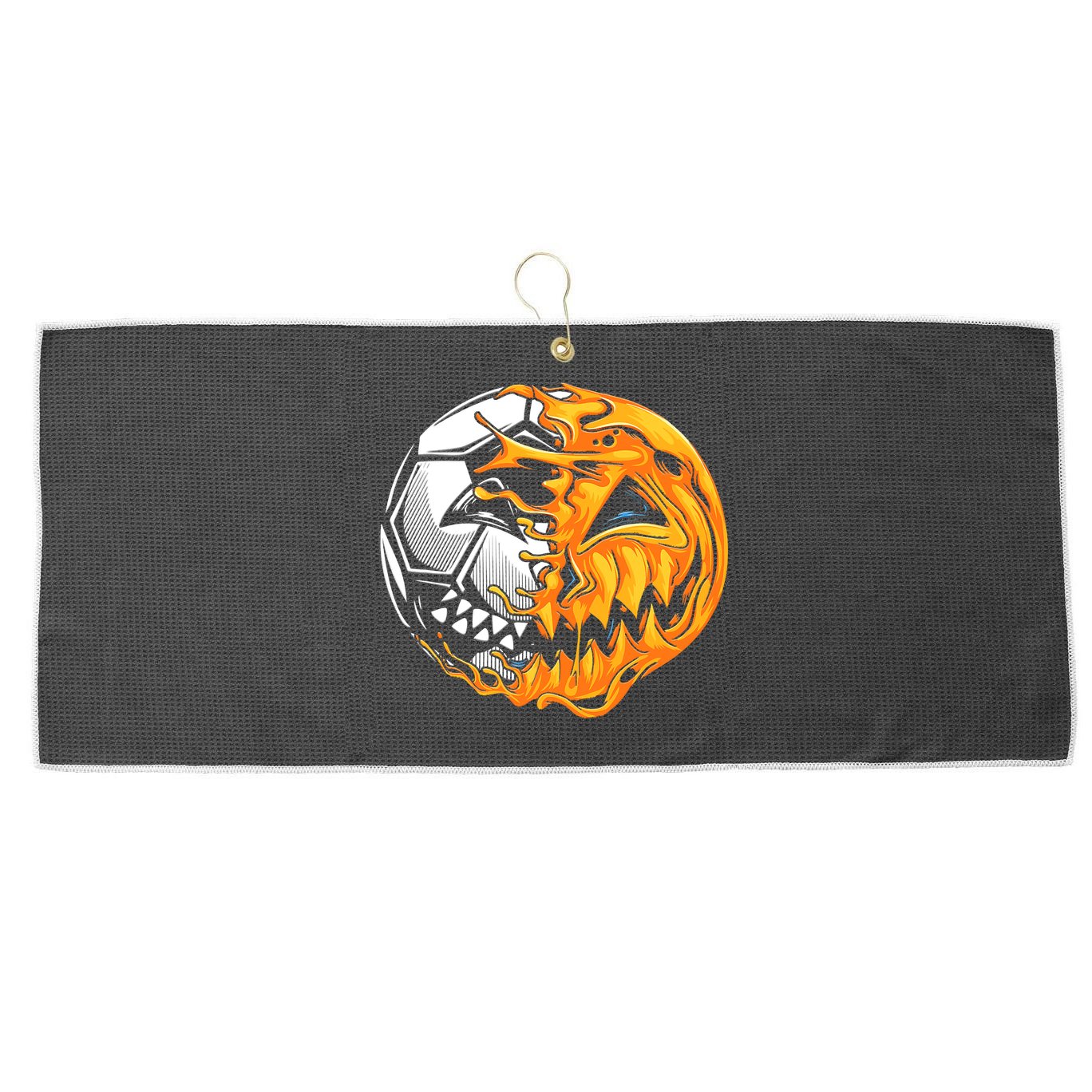 Halloween Soccer Player Pumpkin Skeleton Large Microfiber Waffle Golf Towel