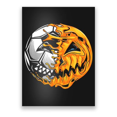 Halloween Soccer Player Pumpkin Skeleton Poster