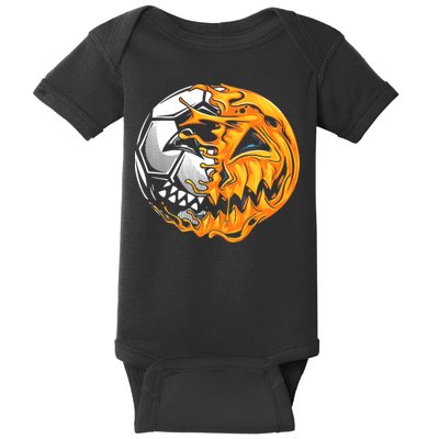 Halloween Soccer Player Pumpkin Skeleton Baby Bodysuit