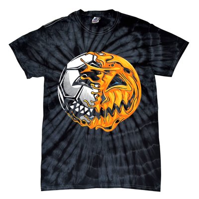 Halloween Soccer Player Pumpkin Skeleton Tie-Dye T-Shirt