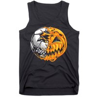 Halloween Soccer Player Pumpkin Skeleton Tank Top