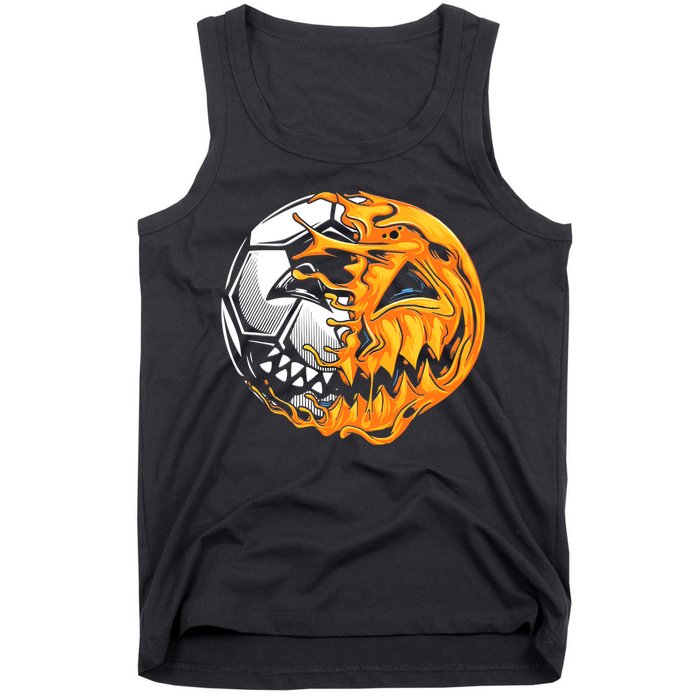 Halloween Soccer Player Pumpkin Skeleton Tank Top