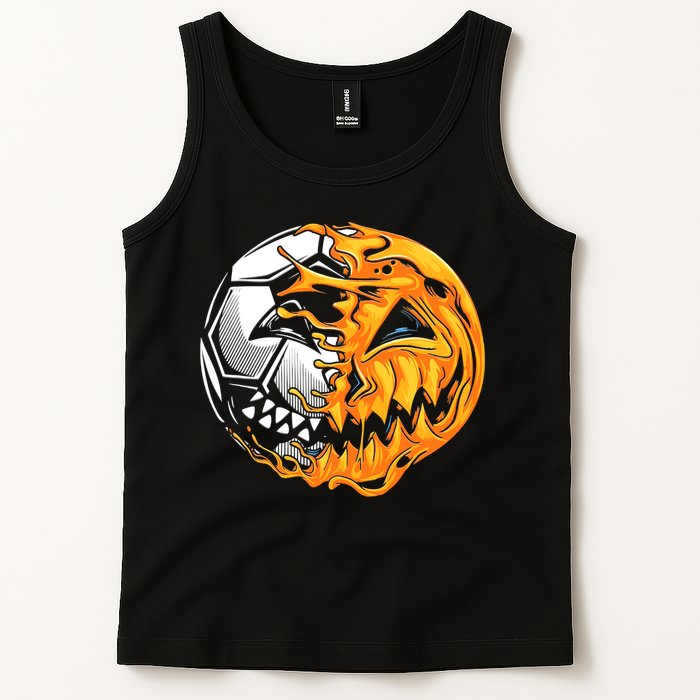 Halloween Soccer Player Pumpkin Skeleton Tank Top