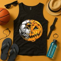 Halloween Soccer Player Pumpkin Skeleton Tank Top