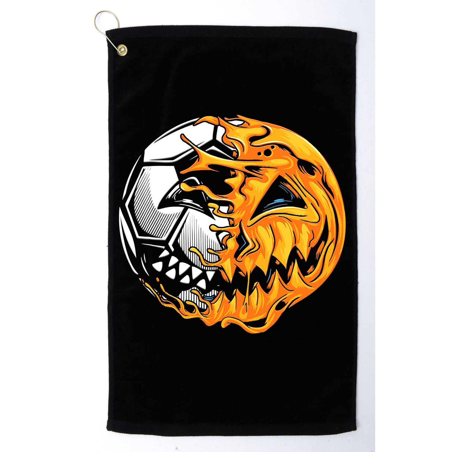Halloween Soccer Player Pumpkin Skeleton Golf Towel