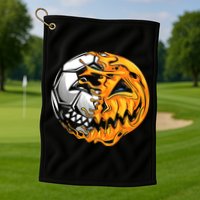 Halloween Soccer Player Pumpkin Skeleton Golf Towel