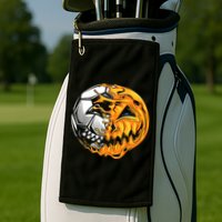 Halloween Soccer Player Pumpkin Skeleton Golf Towel