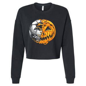 Halloween Soccer Player Pumpkin Skeleton Cropped Pullover Crew