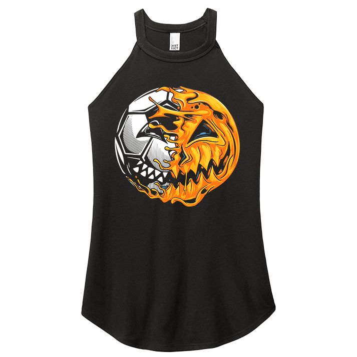 Halloween Soccer Player Pumpkin Skeleton Women's Perfect Tri Rocker Tank