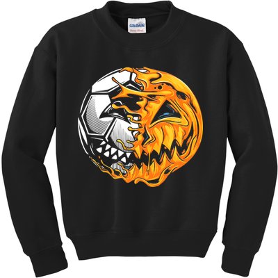 Halloween Soccer Player Pumpkin Skeleton Kids Sweatshirt