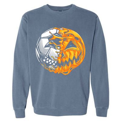 Halloween Soccer Player Pumpkin Skeleton Garment-Dyed Sweatshirt