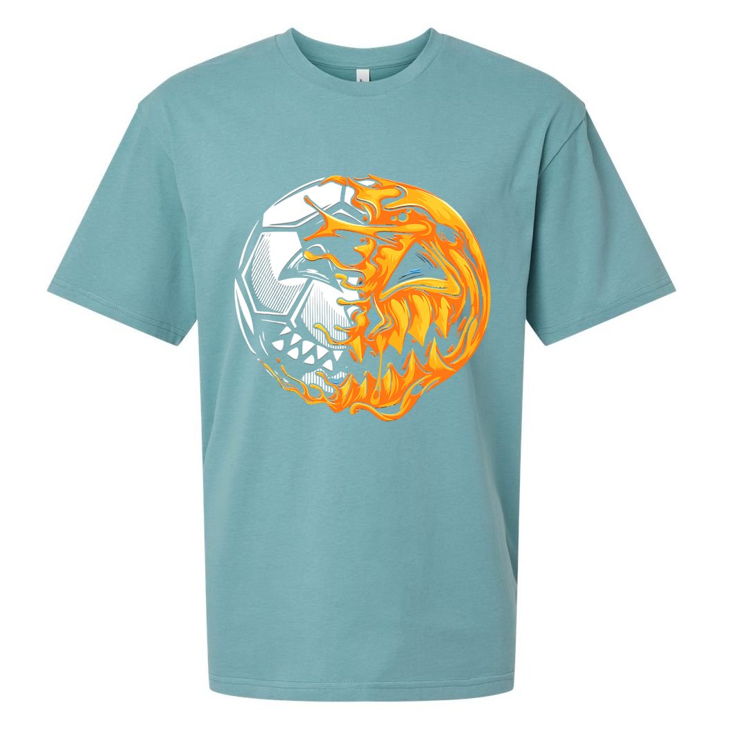 Halloween Soccer Player Pumpkin Skeleton Sueded Cloud Jersey T-Shirt