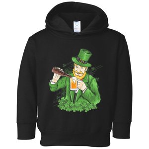 Happy Saint Patrick's Day Drunk Leprechaun Shamrock Irishman Toddler Hoodie