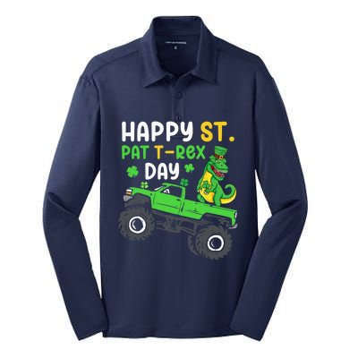 Happy St Pat Trex Day Boy St Patrick's Day Trex Silk Touch Performance Long Sleeve Polo