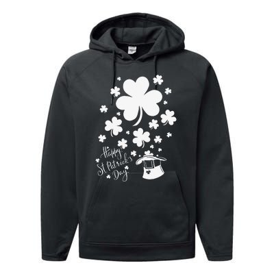 Happy Saint Patrick's Day Shamrock Green Performance Fleece Hoodie