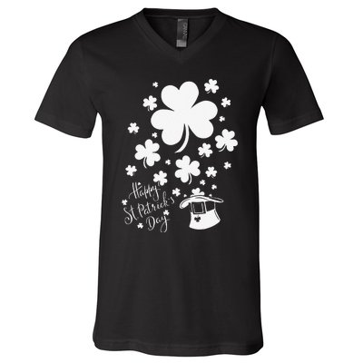 Happy Saint Patrick's Day Shamrock Green V-Neck T-Shirt