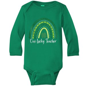 Happy St Patricks Day Cute One Lucky Teacher Rainbow Outfit Baby Long Sleeve Bodysuit