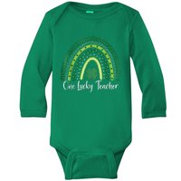 Happy St Patricks Day Cute One Lucky Teacher Rainbow Outfit Baby Long Sleeve Bodysuit