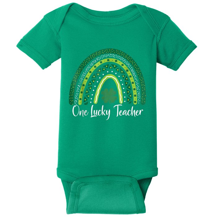 Happy St Patricks Day Cute One Lucky Teacher Rainbow Outfit Baby Bodysuit