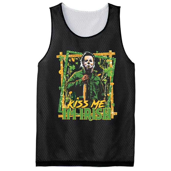 Horror St Patricks Day Me I'm Irish Horror Movie St Patricks Day Mesh Reversible Basketball Jersey Tank