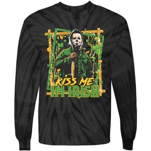 Horror St Patricks Day Me I'm Irish Horror Movie St Patricks Day Tie-Dye Long Sleeve Shirt