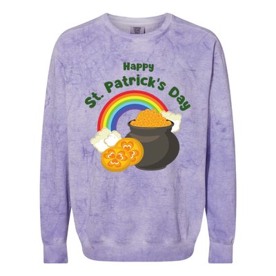 Happy St. Patrick's Day Funny Saint Patrick Irish Girl Boy Colorblast Crewneck Sweatshirt