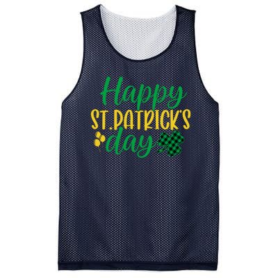 Happy St Patricks Day Green Plaid Clover Mesh Reversible Basketball Jersey Tank