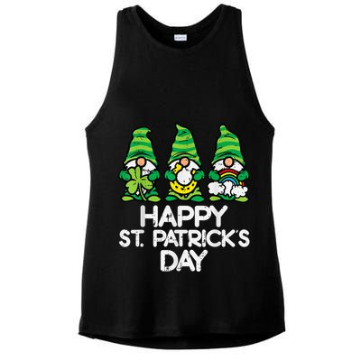 Happy St Patricks Day, St Paddys Day, Funny St Pattys Day Gnomes Ladies PosiCharge Tri-Blend Wicking Tank