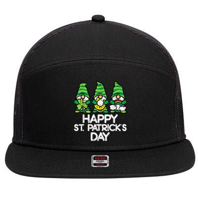 Happy St Patricks Day, St Paddys Day, Funny St Pattys Day Gnomes 7 Panel Mesh Trucker Snapback Hat