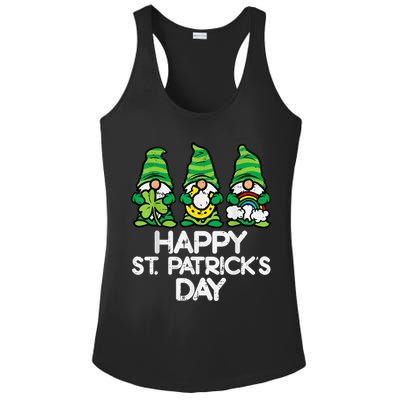 Happy St Patricks Day, St Paddys Day, Funny St Pattys Day Gnomes Ladies PosiCharge Competitor Racerback Tank