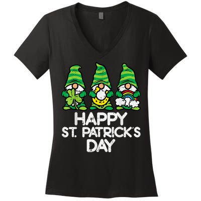 Happy St Patricks Day, St Paddys Day, Funny St Pattys Day Gnomes Women's V-Neck T-Shirt