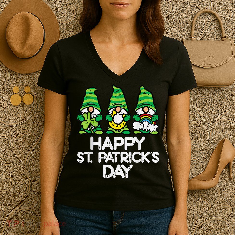 Happy St Patricks Day, St Paddys Day, Funny St Pattys Day Gnomes Women's V-Neck T-Shirt