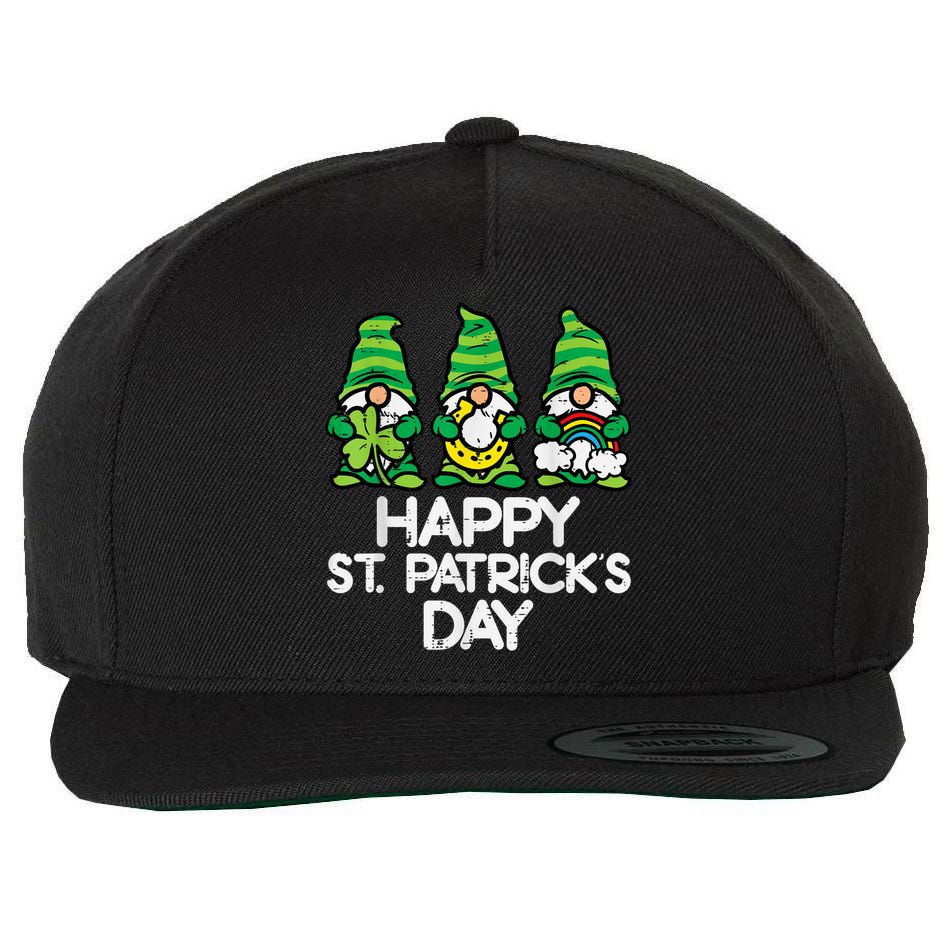 Happy St Patricks Day, St Paddys Day, Funny St Pattys Day Gnomes Wool Snapback Cap