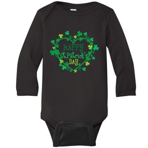 Happy St. Patrick's Day Funny Saint Patrick Irish Girl boy Baby Long Sleeve Bodysuit