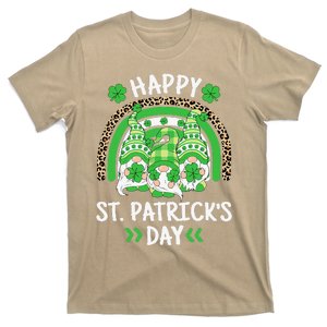 Happy St Patricks Day Leopard Rainbow Irish Gnomes Shamrock T-Shirt