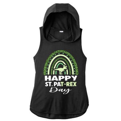 Happy St. Pat Rex Day Dino St PatrickS Day Ladies PosiCharge Tri-Blend Wicking Draft Hoodie Tank