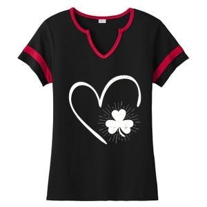 Happy St Patrick's Day Irish Shamrock Heart Family Lucky Day Ladies Halftime Notch Neck Tee