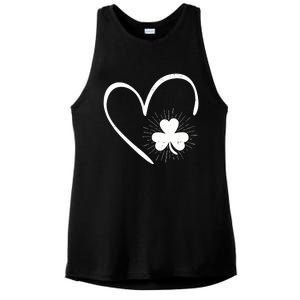 Happy St Patrick's Day Irish Shamrock Heart Family Lucky Day Ladies PosiCharge Tri-Blend Wicking Tank