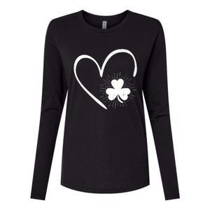 Happy St Patrick's Day Irish Shamrock Heart Family Lucky Day Womens Cotton Relaxed Long Sleeve T-Shirt