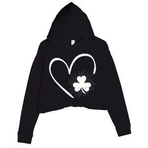 Happy St Patrick's Day Irish Shamrock Heart Family Lucky Day Crop Fleece Hoodie