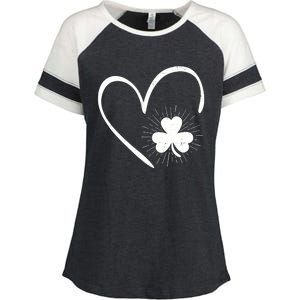 Happy St Patrick's Day Irish Shamrock Heart Family Lucky Day Enza Ladies Jersey Colorblock Tee