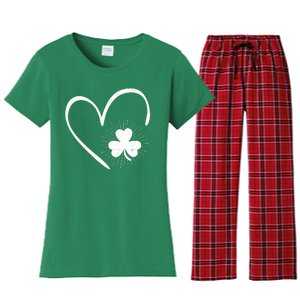 Happy St Patrick's Day Irish Shamrock Heart Family Lucky Day Women's Flannel Pajama Set